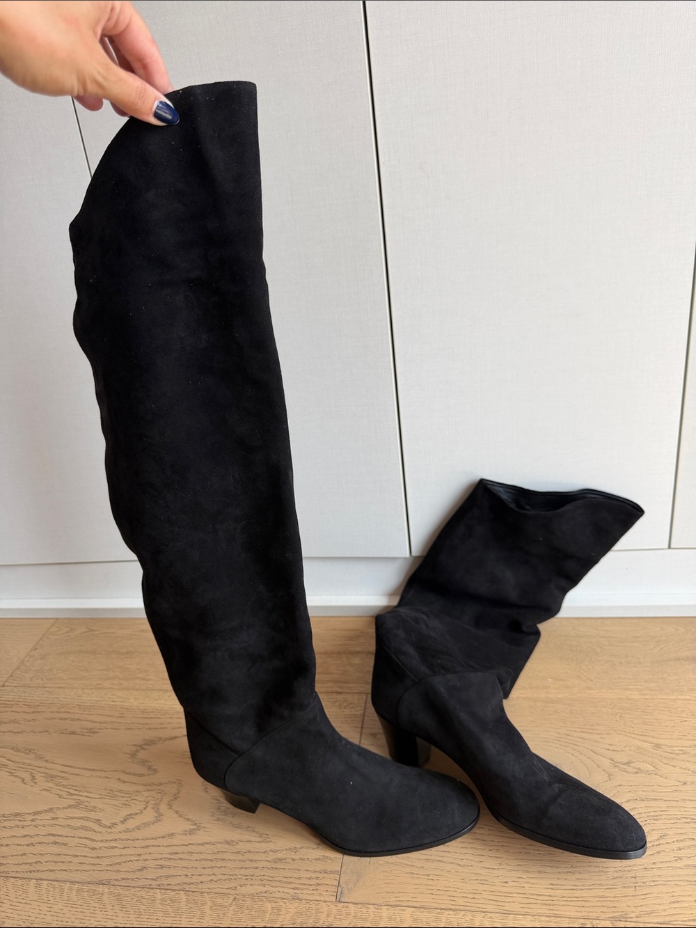 Aquazurra Sienna 50 Black Suede Over-the-Knee Women's Boots